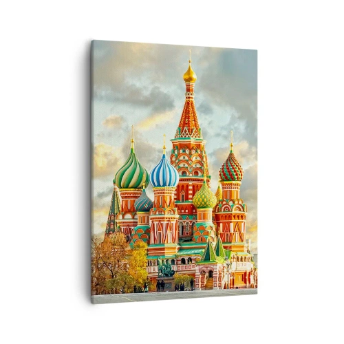 Impression sur toile - Image sur toile - Une cathédrale colorée avec des dômes caractéristiques - 50x70cm - Même Disney ne l'aurait pas proposé - Décoration murale moderne pour le salon et la chambre ARTTOR