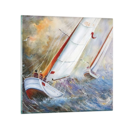 Impression sur verre - Image sur verre - Concourir sur les vagues - 40x40 cm