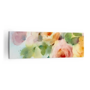 Impression sur toile - Image sur toile - Roses délicates de style aquarelle sur fond clair - 160x50cm - Délicat comme l'aquarelle - Décoration murale moderne pour le salon et la chambre ARTTOR