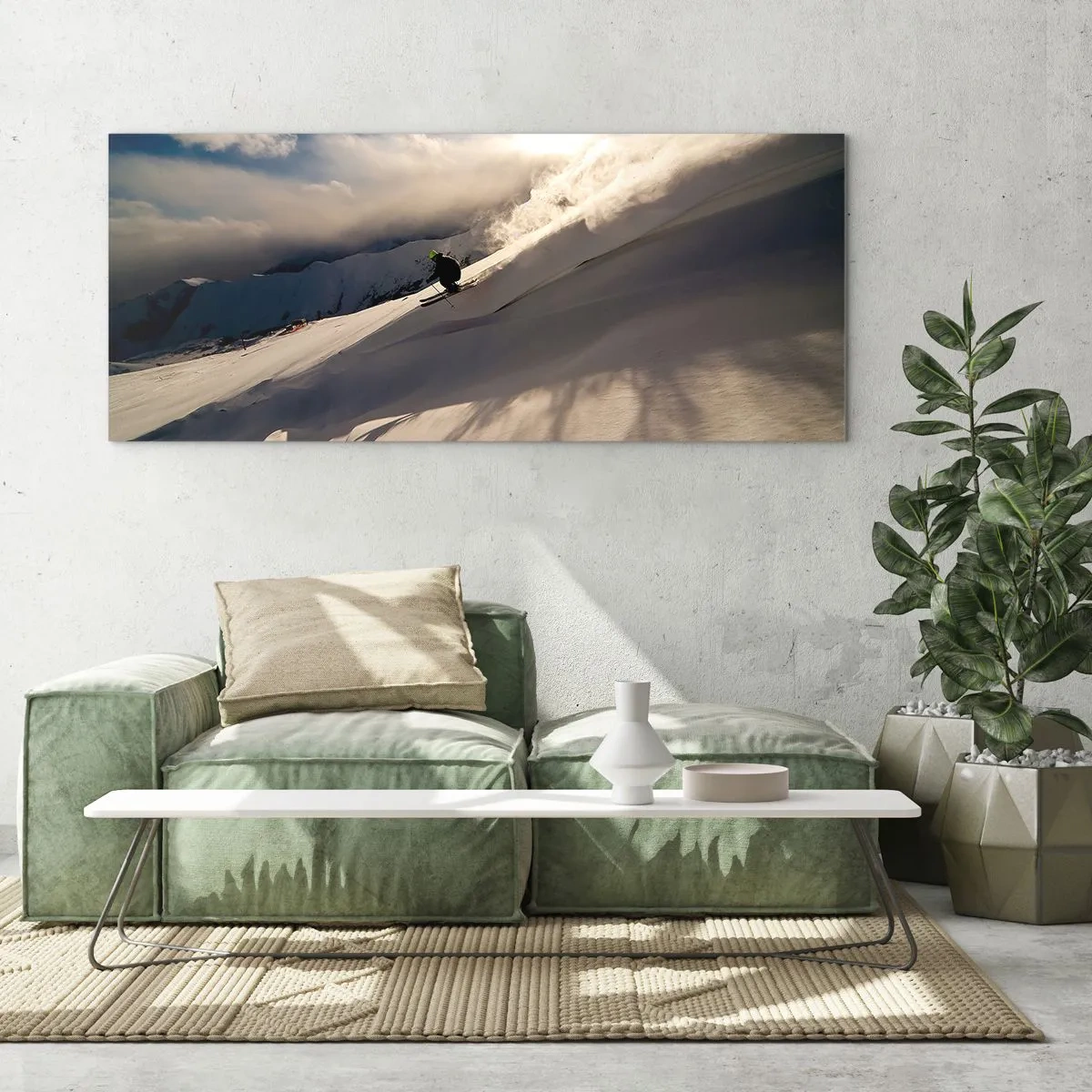 Impression sur verre - Image sur verre - Défi montagne accepté - 90x30 cm