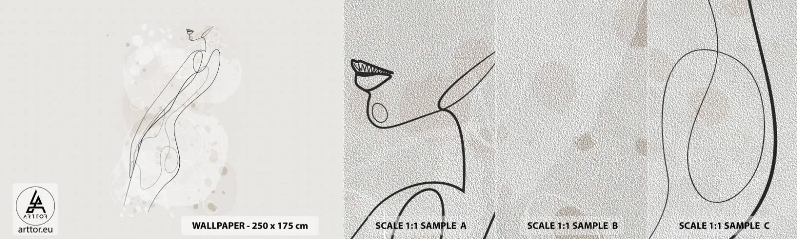Échantillon de Papier Peint Premium Sand - Trompe l'oeil - Graphique, Linéaire, Femmes - 100x30 cm