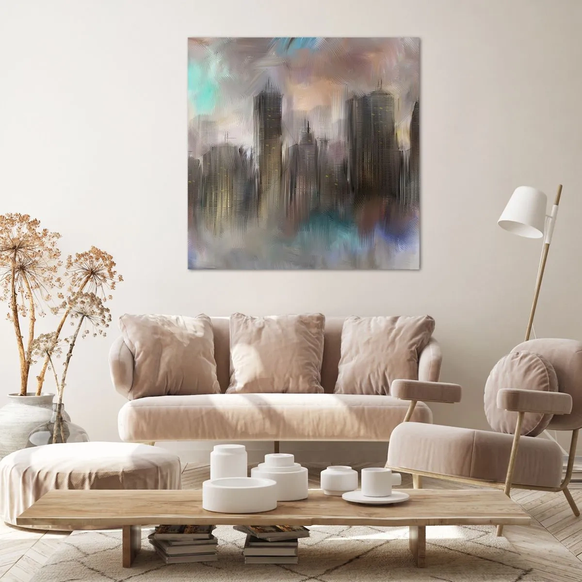 Impression sur toile - Image sur toile - Une composition d'acier, de pierre et de brouillard - 70x70 cm