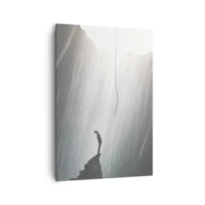 Impression sur toile - Image sur toile - Silhouette d'un homme sur le sol d'une grotte avec vue sur la lumière - 70x100cm - Il y a toujours une issue - Décoration murale moderne pour le salon et la chambre ARTTOR