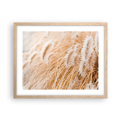 Affiche dans un chêne clair - Poster - Le bruissement doré de l'herbe - 50x40 cm