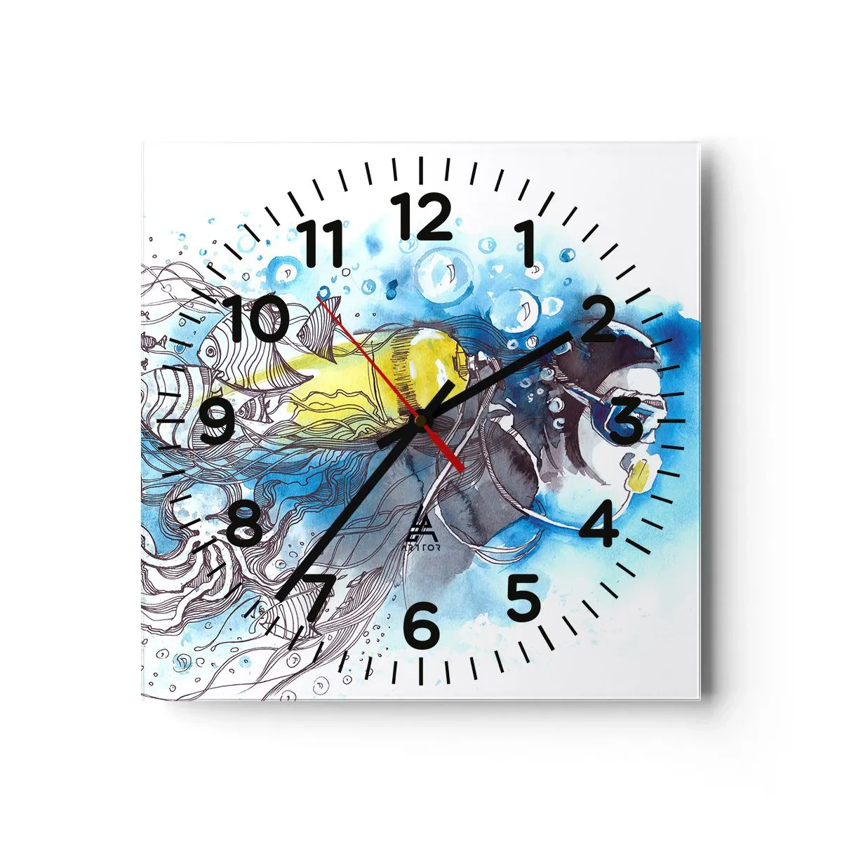 Horloge murale - Pendule murale - Le grand bleu - 40x40 cm