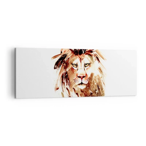 Impression sur toile - Image sur toile - Portrait à l'aquarelle d'un lion aux détails intenses - 140x50cm - Force et dignité - Décoration murale moderne pour le salon et la chambre ARTTOR