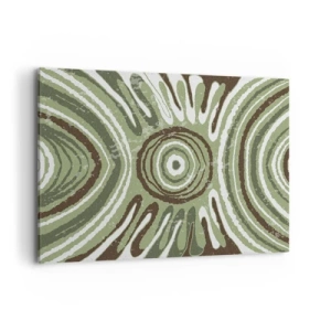 Impression sur toile - Image sur toile - Motifs abstraits dans les tons de vert et de marron - 120x80cm - Une explosion d'émotions - Décoration murale moderne pour le salon et la chambre ARTTOR