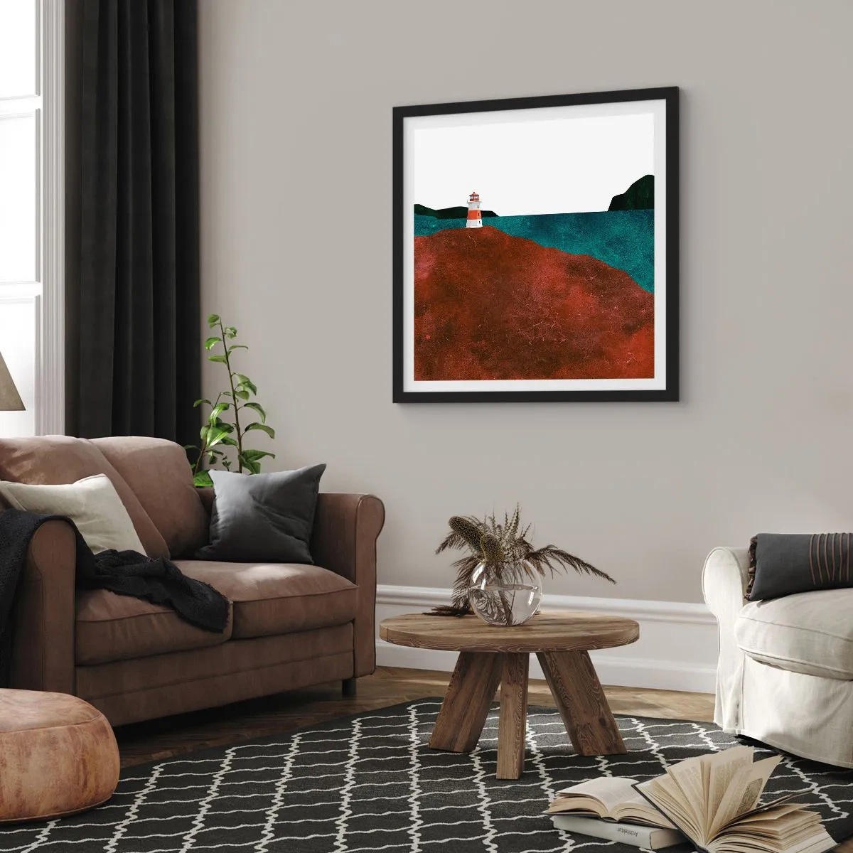 Affiche dans un cadre noir - Poster - En regardant la mer - 40x40 cm