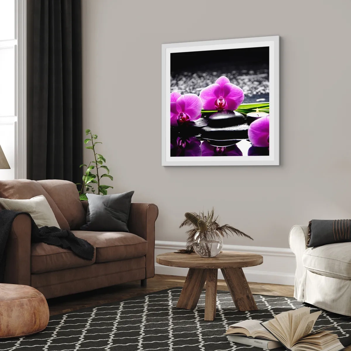 Affiche dans un cadre blanc - Poster - Se noyer dans la paix et la tranquillité - 50x50 cm