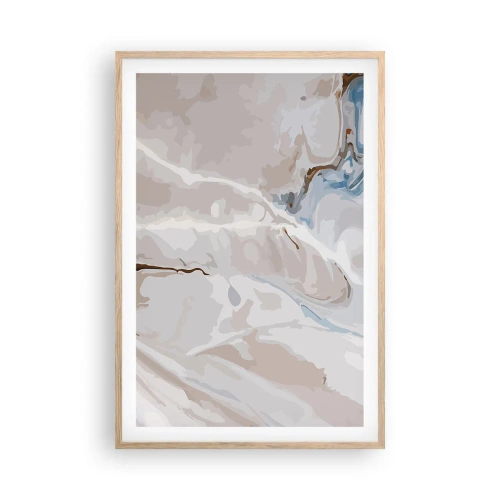 Affiche dans un chêne clair - Poster - Le bleu serpente sous le blanc - 61x91 cm