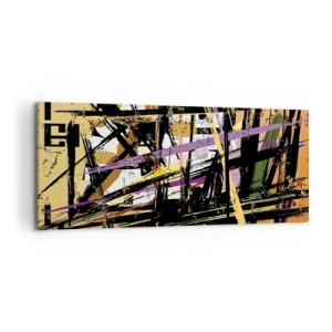 Impression sur toile - Image sur toile - Lignes et formes abstraites sur fond beige - 120x50cm - Une coupe nette - Décoration murale moderne pour le salon et la chambre ARTTOR