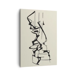 Impression sur toile - Image sur toile - Dessin abstrait de montagnes en noir et blanc - 50x70cm - Peut-être un paysage - Décoration murale moderne pour le salon et la chambre ARTTOR