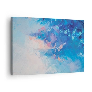 Impression sur toile - Image sur toile - Composition abstraite dans les tons de bleu et de rose - 70x50cm - Abstraction hivernale - Décoration murale moderne pour le salon et la chambre ARTTOR