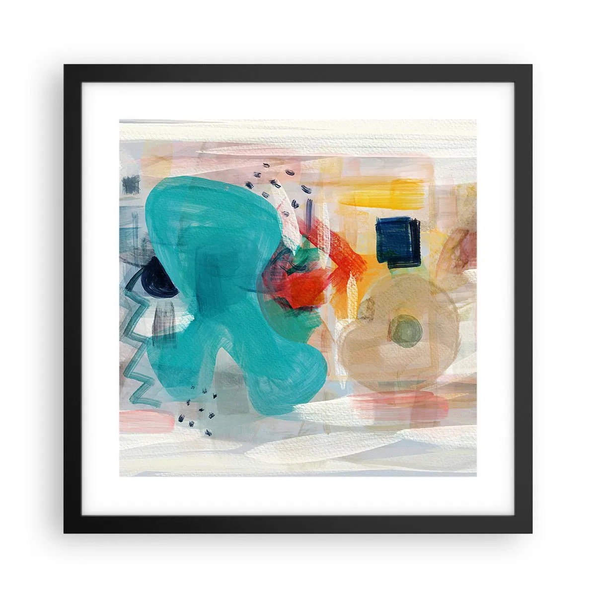 Affiche dans un cadre noir - Poster - Jeu de couleurs - 40x40 cm