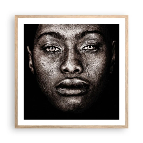 Affiche dans un chêne clair - Poster - Une larme - 60x60 cm
