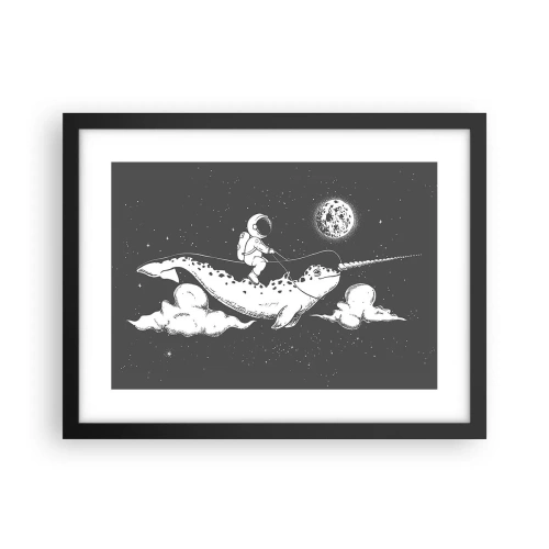 Affiche dans un cadre noir - Poster - Cavalier de l'espace - 40x30 cm