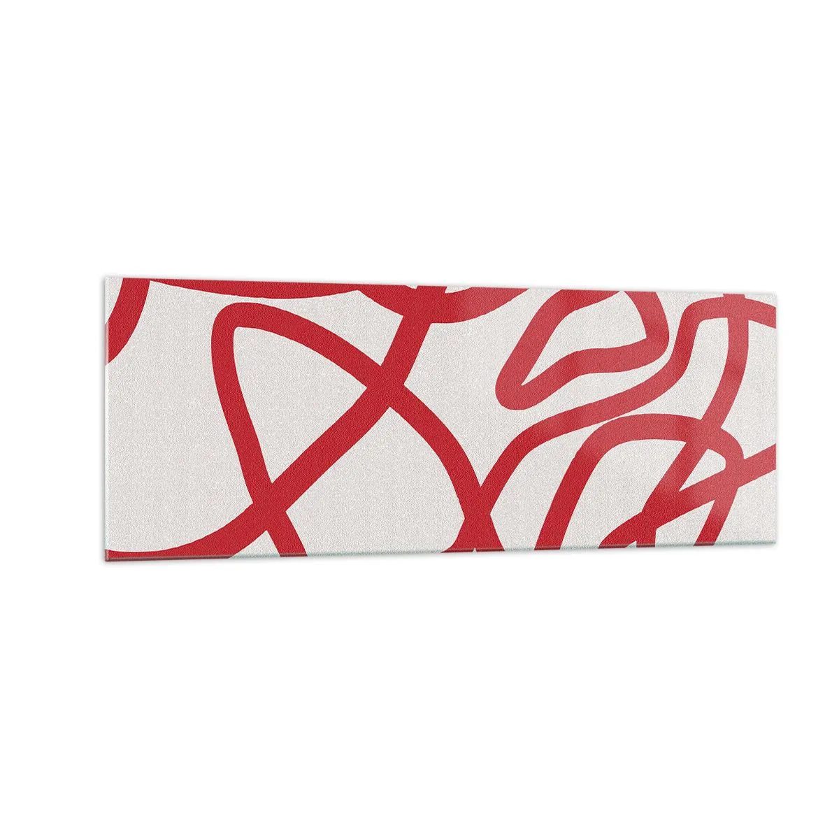 Impression sur verre - Image sur verre - Lignes abstraites rouges sur fond blanc - 140x50cm - Rouge sur blanc - Décoration murale moderne pour le salon et la chambre ARTTOR
