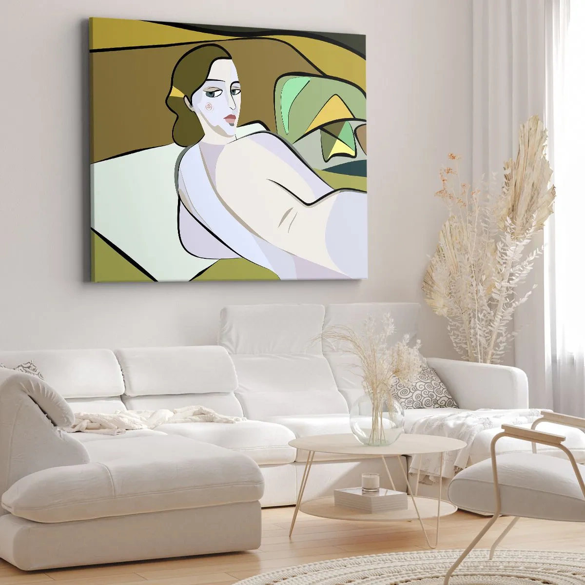 Impression sur toile - Image sur toile - Figure abstraite dans un style moderne - 120x80cm - Portrait intime - Décoration murale moderne pour le salon et la chambre ARTTOR