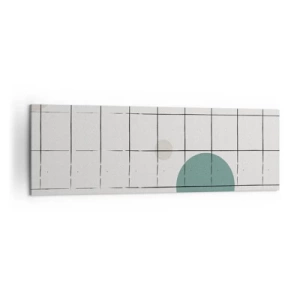 Impression sur toile - Image sur toile - Cercles colorés abstraits sur un fond de grille géométrique - 160x50cm - Piégé. Nous ou eux ? - Décoration murale moderne pour le salon et la chambre ARTTOR