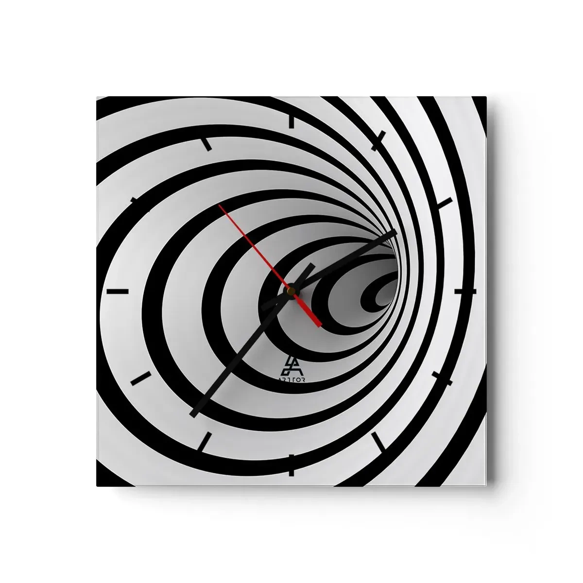 Horloge murale - Pendule murale - Une spirale noire et blanche créant un effet hypnotique - 30x30cm - Tu ne peux pas y résister aussi ? - Décoration murale moderne pour le salon et la chambre ARTTOR