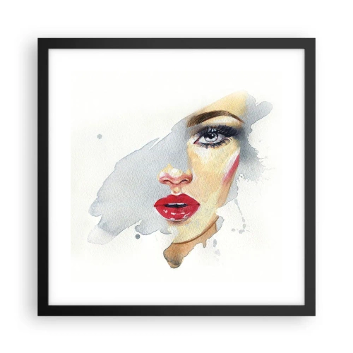 Affiche dans un cadre noir - Poster - Reflet dans une goutte d'eau - 40x40 cm