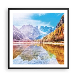 Affiche dans un cadre noir - Poster - C'est déjà le printemps à la montagne - 60x60 cm