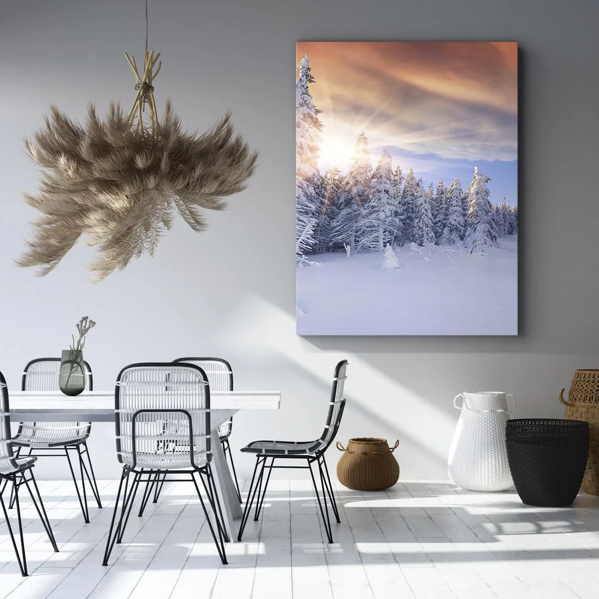 Impression sur toile - Image sur toile - Un spectacle enneigé de la nature - 45x80 cm