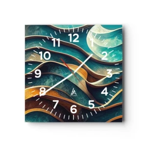 Horloge murale - Pendule murale - Méandres de bleu - 40x40 cm