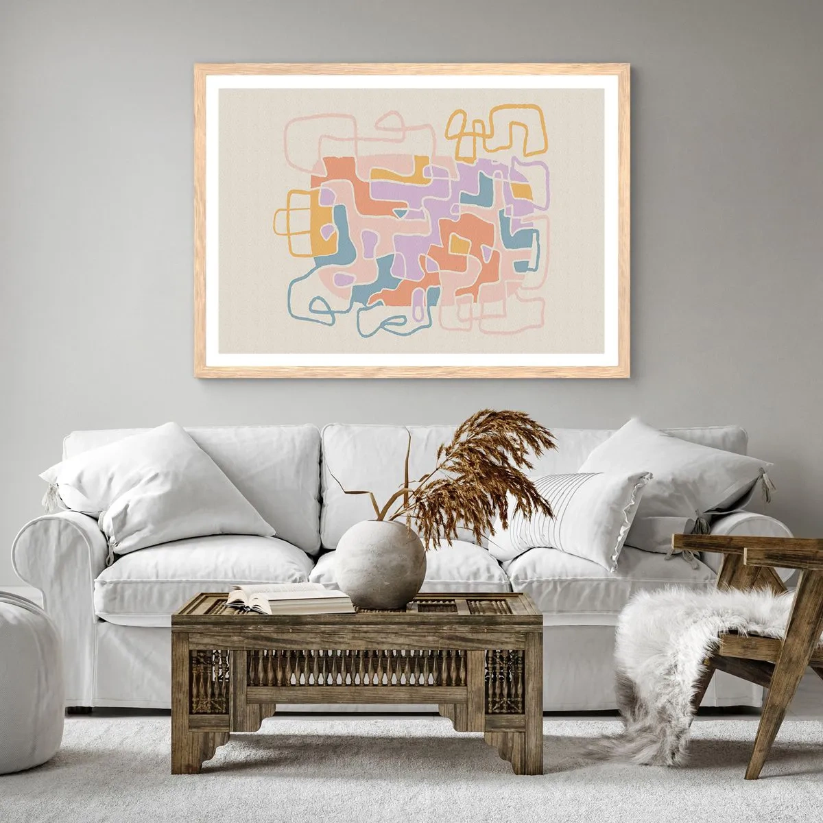 Affiche dans un chêne clair - Poster - Labyrinthe – une aventure joyeuse - 70x50 cm