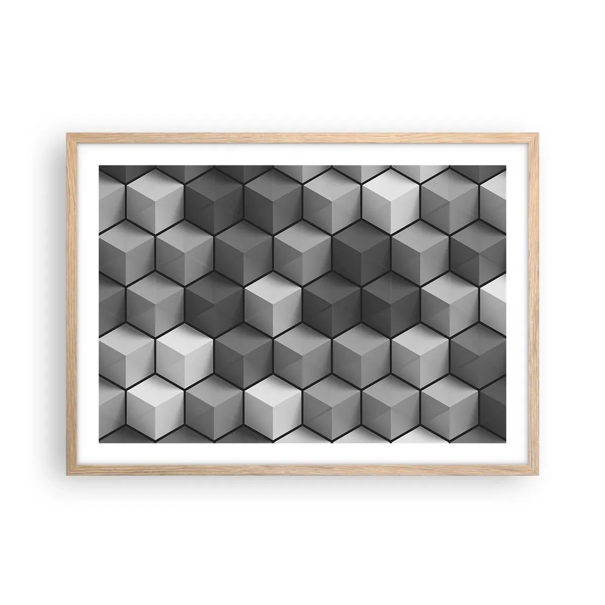 Affiche dans un chêne clair - Poster - Puzzle cubiste - 70x50 cm