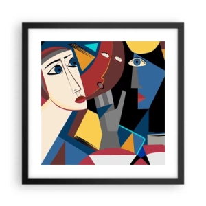 Affiche dans un cadre noir - Poster - Une conversation entre cubistes - 40x40 cm