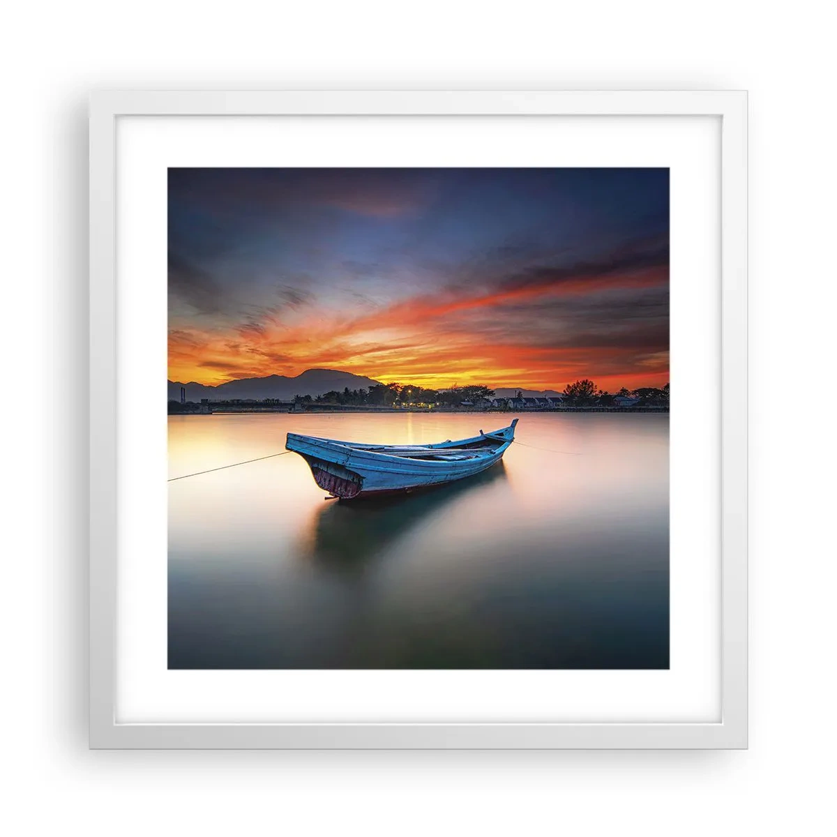 Affiche dans un cadre blanc - Poster - Une bonne nuit arrive - 40x40 cm