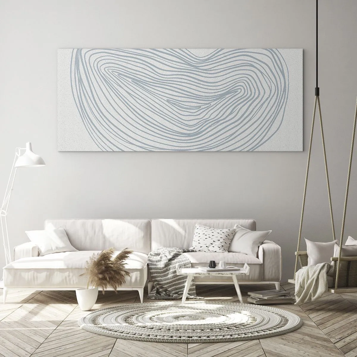 Impression sur verre - Image sur verre - Motif de vague abstrait en bleu délicat - 160x50cm - Une goutte de sourire - Décoration murale moderne pour le salon et la chambre ARTTOR