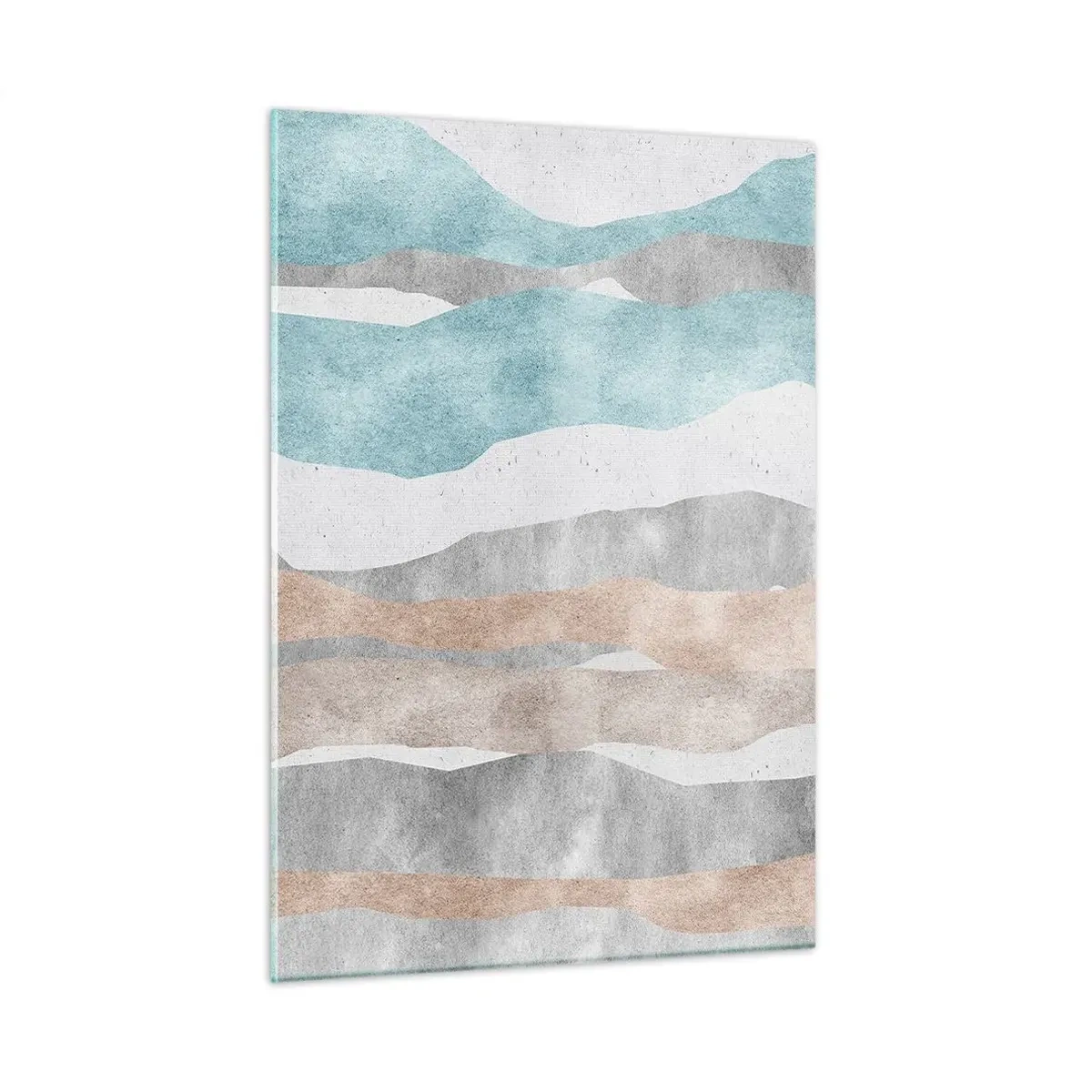 Impression sur verre - Image sur verre - Rayures délicates dans les tons beige et bleu - 50x70cm - Une étude de proximité - Décoration murale moderne pour le salon et la chambre ARTTOR