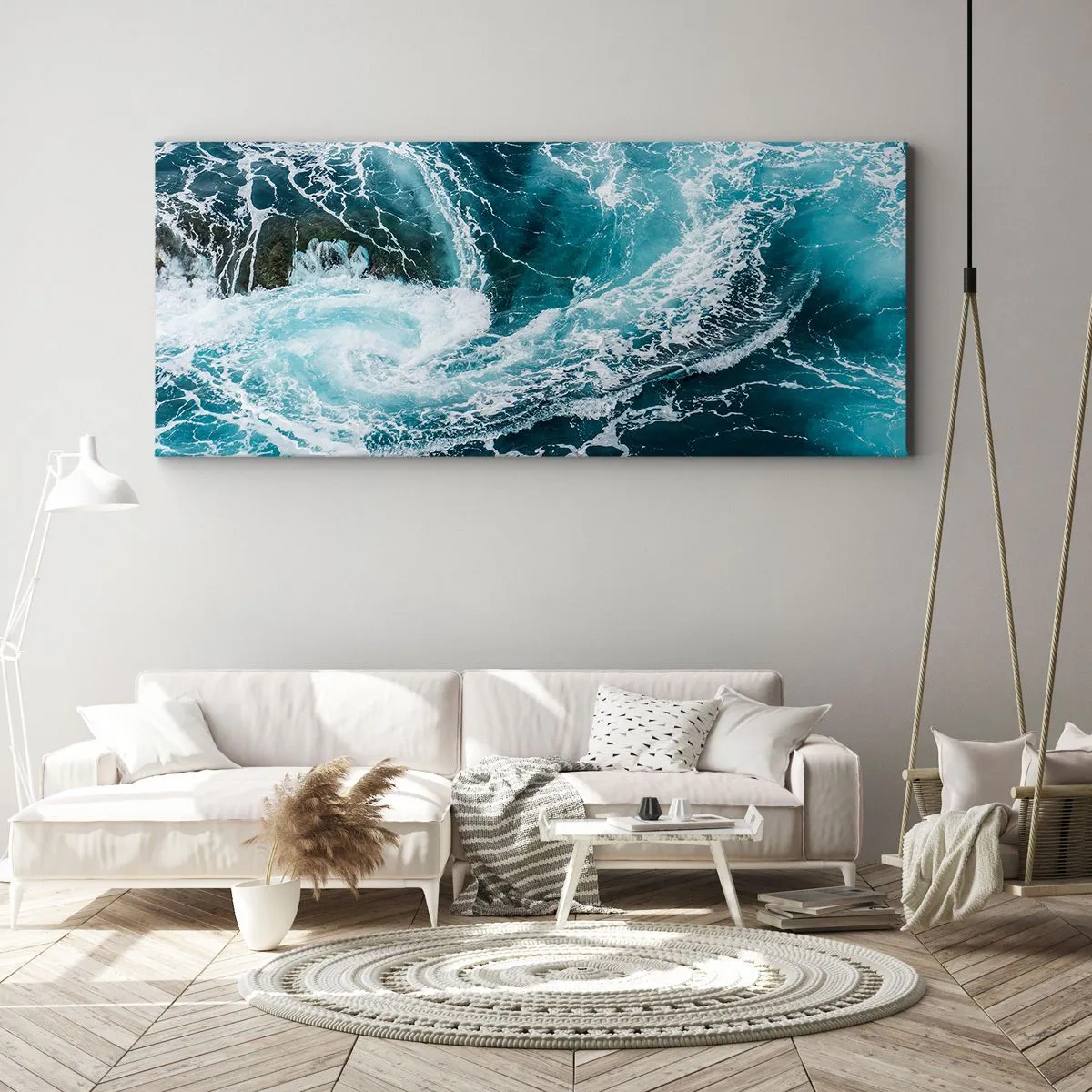 Impression sur toile - Image sur toile - Tourbillon océanique dynamique - 120x50cm - La porte vers le centre de la Terre - Décoration murale moderne pour le salon et la chambre ARTTOR