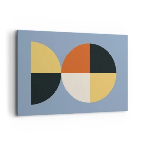 Impression sur toile - Image sur toile - Cercles géométriques sur fond bleu - 100x70cm - Regarde et compte - Décoration murale moderne pour le salon et la chambre ARTTOR