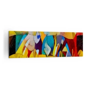 Impression sur toile - Image sur toile - Une abstraction colorée représentant des figures sous une forme géométrique - 160x50cm - Soleil - vie - joie - Décoration murale moderne pour le salon et la chambre ARTTOR