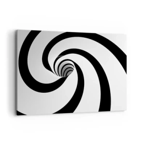 Impression sur toile - Image sur toile - Spirale abstraite noire et blanche avec un effet tourbillonnant - 120x80cm - Céder au vortex ? - Décoration murale moderne pour le salon et la chambre ARTTOR
