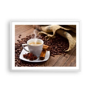 Affiche dans un cadre blanc - Poster - Saveur et arôme épicés - 70x50 cm