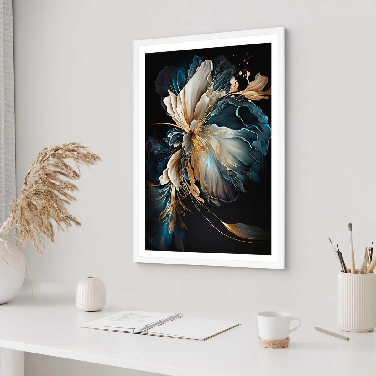 Affiche dans un cadre blanc - Poster - Fleur de fougère de conte de fées - 50x70 cm