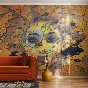 Papier Peint Autocollant Deluxe Sticker - Beauté ensoleillée - Abstraction, Visage de femme, Yeux - 300x210 cm