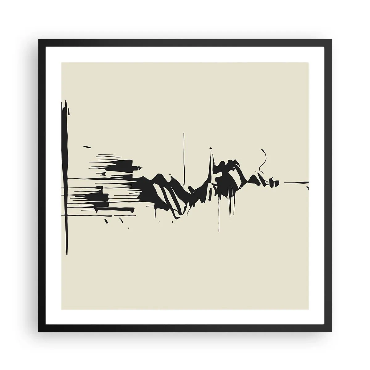 Affiche dans un cadre noir - Poster - Abstraction hâtive - 60x60 cm