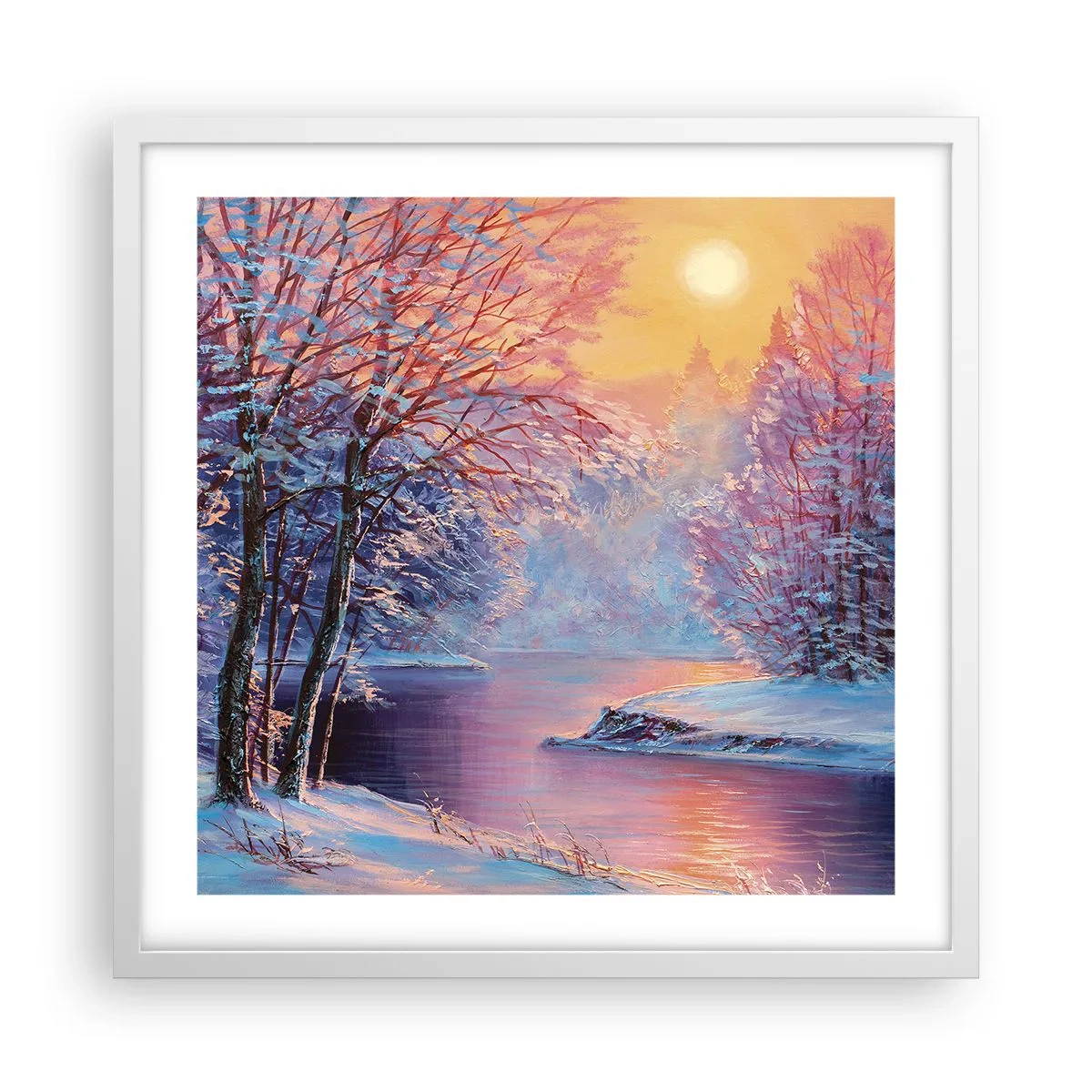 Affiche dans un cadre blanc - Poster - Couleurs d'hiver - 50x50 cm