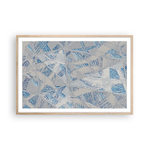 Affiche dans un chêne clair - Poster - Dans un labyrinthe bleu-gris - 91x61 cm