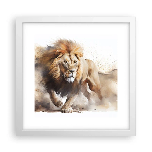 Affiche dans un cadre blanc - Poster - Le roi bougea - 30x30 cm