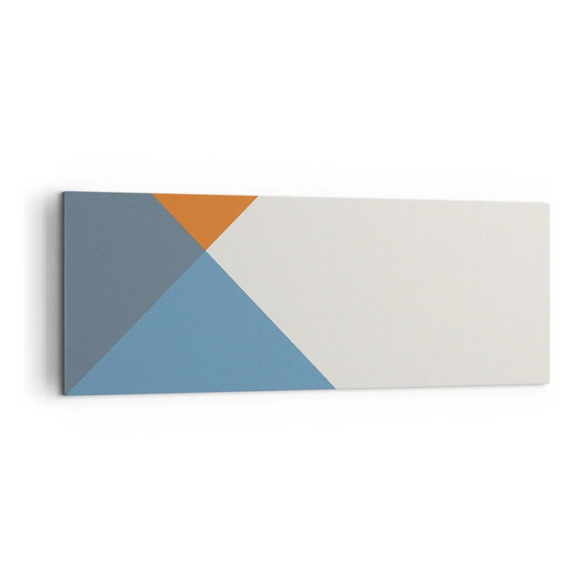 Impression sur toile - Image sur toile - Triangles géométriques dans les tons de bleu et d'orange - 140x50cm - Sous cette angle.... - Décoration murale moderne pour le salon et la chambre ARTTOR