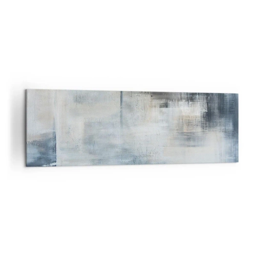 Impression sur toile - Image sur toile - Composition abstraite dans les tons de bleu et de gris - 160x50cm - Derrière le rideau bleu - Décoration murale moderne pour le salon et la chambre ARTTOR