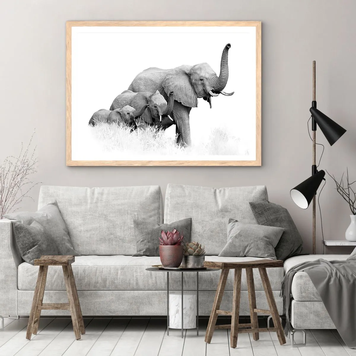 Affiche dans un chêne clair - Poster - Un, deux, trois - 91x61 cm