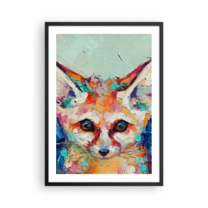 Affiche dans un cadre noir - Poster - Un portrait abstrait coloré d'un renard au regard expressif. - 50x70cm - Etes-vous prêts pour moi? - Décoration murale moderne pour le salon et la chambre ARTTOR