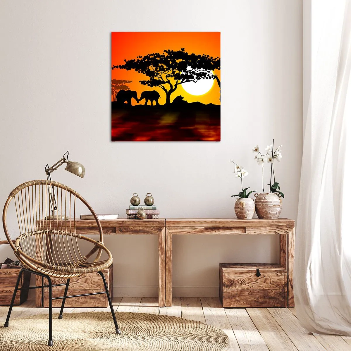 Impression sur toile - Image sur toile - Rencontre dans la savane - 40x40 cm